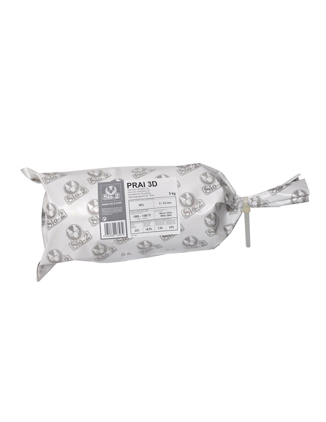 Sio-2 hmota PRAI 3D - pro 3D tisk, bílá kamenina s jemným ostřivem / 5kg